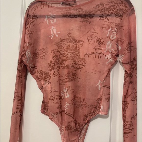 Pink Graphic Long Sleeve Bodysuit - Picture 2 of 2